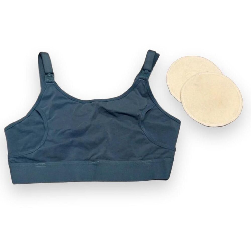 Momcozy Slate Blue Nursing & Pumping Bra with Pads S